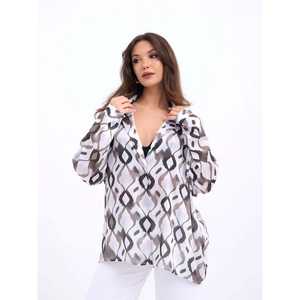 Chemise en mousseline imprimée pour femme Munich, boutonnée, décontractée, pour tous les jours, motif blanc, noir, marron, manches longues - Product Image 4