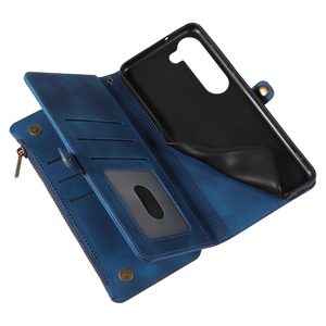 เคสโทรศัพท์มือถือแบบกระเป๋าหนัง PU สำหรับ Samsung S23, ช่องใส่บัตร 9 ช่อง + ช่องใส่เหรียญแบบมีซิป, ขาตั้ง, ป้องกัน RFID, หมุนได้ 360 องศา °   การป้องกัน - Product Image 5