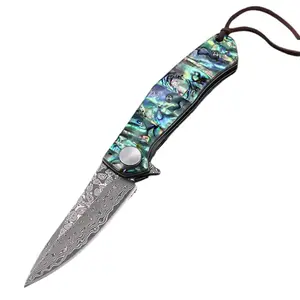 Couteaux de poche pliants en acier damas VG10 populaires à vendre couteau à manche coloré couteau edc