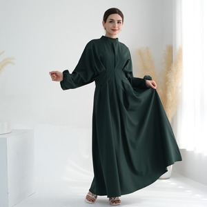 Modest Elegant Graceful Turkey Abaya Solid Color <strong>Dress</strong> Bubble Sleeves Robe <strong>Custom</strong> Woman Clothing for Women L255 - Product Image 4