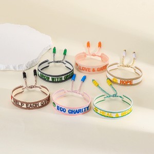 Pulsera Tejida Personalizada con Bordado <span class=keywords><strong>de</strong></span> Letras Inspiradoras, Ajustable, con Cuentas con Frases Positivas <span class=keywords><strong>de</strong></span> Esperanza <span class=keywords><strong>y</strong></span> <span class=keywords><strong>Amor</strong></span>, Pulseras <span class=keywords><strong>de</strong></span> la <span class=keywords><strong>Amistad</strong></span> - Product Image 6