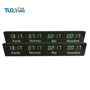 5 steden led klok multi tijdzone muur opknoping led display