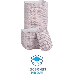 Boardwalk 30LAG040 <b>Red</b>/White 6 oz Capacity <b>Paper</b> Food Baskets Case of 1000 for Food Trucks - Product Image 1