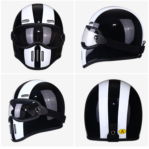 Venta caliente Retro Full Face Fibra de vidrio AD Cascos de motocicleta Tamaño XL con visera abatible Protección de seguridad para carreras de carretera - Product Image 5
