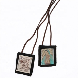 Su misura Guadalupe Vergine <span class=keywords><strong>Marrone</strong></span> Scapulars Collana Rosari per Le Donne e Gli Uomini Scapolare con Medaglia e Crocifisso - Product Image 1