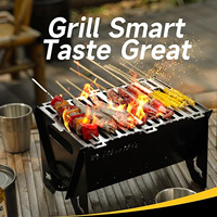 Barbecue portable au charbon de bois, compact et pliable, pour pique-nique en plein air, camping et jardin.
