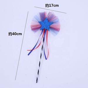 Baguette magique scintillante rouge et bleue avec étoiles, idéale pour Diwali et la remise des diplômes, fabriquée à la main en tissu, avec bandeau, accessoire de spectacle pour enfants - Product Image 5