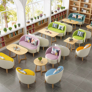 Asientos para Cafetería <span class=keywords><strong>y</strong></span> Espacio de Trabajo Compartido, Sofá <span class=keywords><strong>y</strong></span> Sillón Modernos en Tonos Pastel con Mesas, Muebles de Cafetería Multicolor <span class=keywords><strong>y</strong></span> Divertidos - Product Image 1