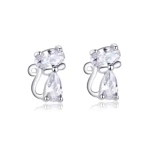 2019 Hot Selling Jewelry Qings Cute Cat Stud Earring 925 Sterling Silver, Gifts for Women and Teen Girls OEM/ODM