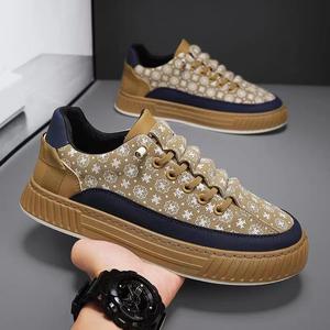 Zapatillas de deporte de cuero caqui para hombre, suela plana, estilo para caminar, zapatos, plantilla de malla, diseño de moda, logotipo personalizado, superventas, nuevo logotipo genial - Product Image 5