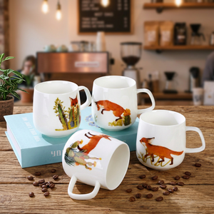 Taza de Porcelana con Diseño de Zorro de Dibujos Animados Estilo Americano, Colorida, Apta para Lavavajillas, Reutilizable, Apta para Microondas, con Caja de Regalo para el Hogar - Product Image 4