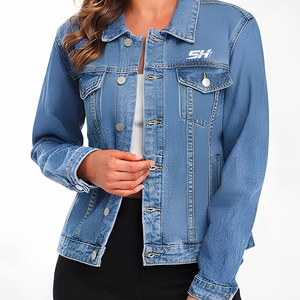 Veste en jean bleu classique pour femme, coupe ajustée, décontractée, avec boutons métalliques de qualité supérieure, service OEM - Product Image 1