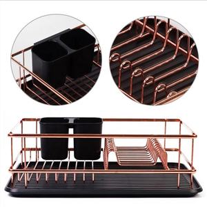 キッチン収納ホルダーラックキャビネットオーガナイザーシェルフオーバーシンクプレート水切りスタンドアルミニウム2層皿乾燥ラック - Product Image 2