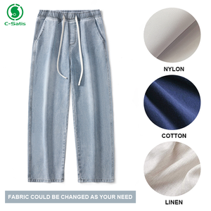 <span class=keywords><strong>Jeans</strong></span> pour hommes avec taille élastique <span class=keywords><strong>American</strong></span> Street Style <span class=keywords><strong>Vintage</strong></span> Washed Trendy Loose Straight Leg Wide Leg Pants - Product Image 6