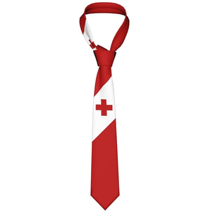 Cravates personnalisées plissées en polyester imprimé avec des motifs de drapeaux de Tonga de haute qualité, cravates bleu clair, cravates drapées personnalisées pour hommes - Product Image 1