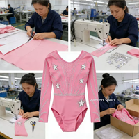 Justaucorps de gymnastique personnalisé avec strass pour filles - Tenue de danse sans manches en maille et spandex pour la danse de cheerleading et la compétition