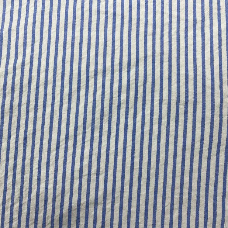 Diseño personalizado de fábrica Tejido 100% Hilo de algodón Telas de camisa teñidas Telas de rayas teñidas con hilo