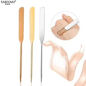 Professional Beauty Makeup Spatula Rose Gold Color Korean Cosmetic Spatula with Leather Pouch