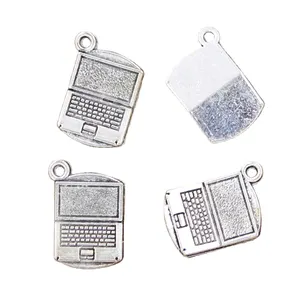 Charms คอมพิวเตอร์แล็ปท็อป 21x13 มม.ทําด้วยมือ,VINTAGE จี้สีเงินทิเบต,DIY สําหรับสร้อยข้อมือสร้อยคอ