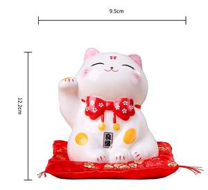 4.5 pouces porcelaine 9.5*9.5*12cm Figurine japonaise cadeau <span class=keywords><strong>Maneki</strong></span> <span class=keywords><strong>Neko</strong></span> noir <span class=keywords><strong>rouge</strong></span> Pick céramique Fortune chat chanceux - Product Image 4