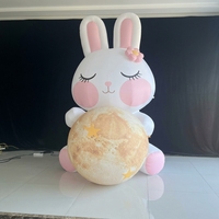 Lune Lumineuse Gonflable en Forme de Lapin pour le Festival de la Mi-Automne, Design Mignon de Dessin Animé, Étanche IP65, Chaleur Extérieure Assurée