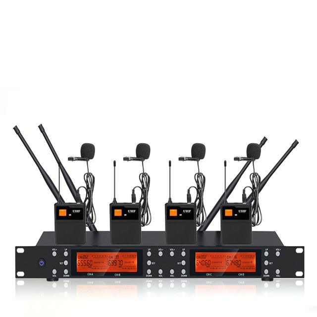Professional One to Four Portable Metal Desktop Lightweight Wireless Conference Microphone System with Receiver