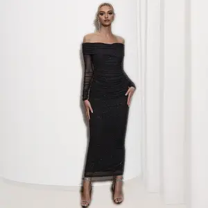 कस्टम निर्माता महिला लेडी स्लीवलेस ब्लैक डायमंड मिनी कॉकटेल ड्रेस महिला सेक्सी नाइट पार्टी क्लब ड्रेस