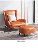 Fauteuil de loisirs modulaire confortable au design traditionnel, réglable, en cuir PU, avec repose-pieds marron, couleur personnalisable, pour la maison et le bureau