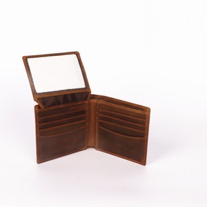 Genuine Crazy Horse Cow Leather Custom Engraved Logo <b>Small</b> Credit Travel Business Pure Leather Wallet for Men - Product Image 5