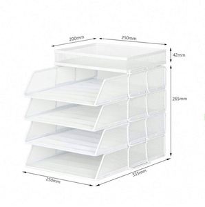 Metal A4 Paper Filing Trays 5 Tiers Stackable <b>File</b> Tray Mesh Desk <b>File</b> <b>Organizer</b> - Product Image 2