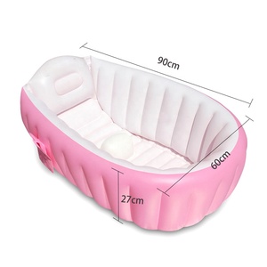 Tubo da bagno gonfiabile pieghevole portatile piccola <span class=keywords><strong>piscina</strong></span> con doccia con sedile in corno proteggi il bambino dallo scorrevole - Product Image 3