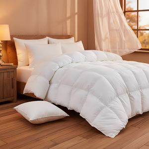 لحاف أبيض زغب من البوليستر 100% رخيص الحجم للفنادق ألحفة سرير فاخرة مقاس كبير لحاف أبيض للفنادق - Product Image 1