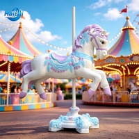 Figurine de cheval de carrousel personnalisée en fibre de verre, accessoire animalier pour studio photo, parc à thème féerique et aire de jeux pour enfants, sculpture de cheval