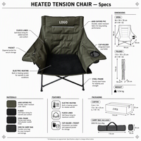 Silla de Playa Plegable Portátil con Marco de Acero y Tela Oxford, Estilo Pesca, con Calefacción, Muebles de Exterior con Logotipo Personalizado