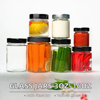 Botol Penyimpanan Makanan Kaca Transparan Ukuran 3oz 5oz 6oz 9oz 12oz 8oz 16oz  dengan Tutup Logam,  Kustomisasi Pabrik, Harga Ekonomis untuk Madu, Saus, dan Selai