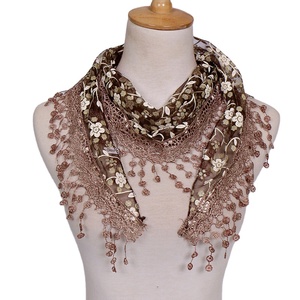 फैक्टरी उच्च गुणवत्ता वाले मुस्लिम हिजाब स्कार्फ शॉल फीता फूल प्रिंट स्कार्फ 23 रंग - Product Image 1