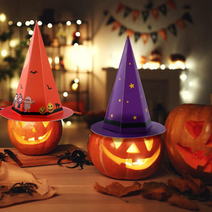 Papel divertido feliz Halloween decoraciones sombrero de bruja forma caja de regalo embalaje comida <span class=keywords><strong>dulce</strong></span> dulces cajas bolsas <span class=keywords><strong>truco</strong></span> <span class=keywords><strong>o</strong></span> trato para chico - Product Image 6