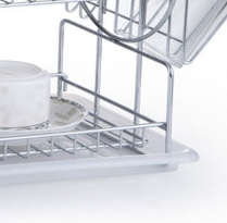 Escurridor de vajilla desmontable de acero inoxidable, estante de secado de 2 niveles, con alambre, grande, plegable, nuevo - Product Image 5