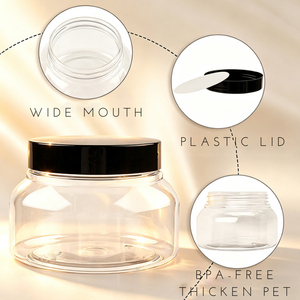 Pot en plastique PET rond transparent pour crème pour le visage, 150g, 200g, 250g - Product Image 5