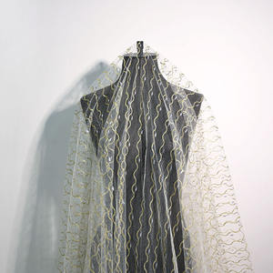 Kain Tulle Mesh Mewah dengan Motif Gelombang Emas Metalik dan Titik Perak untuk Dekorasi Gaun Pengantin, Rok, dan Lengan - Product Image 4