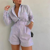 Ensemble de shorts taille haute pour femmes européennes à la mode avec chemise solide surdimensionnée parfaite pour l'été décontracté