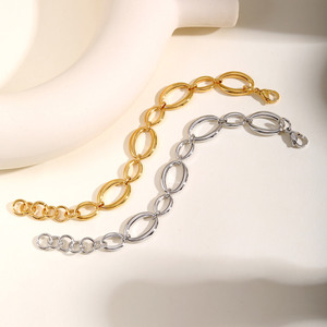 Pulsera Geométrica de Cadena Grande de Acero Inoxidable <span class=keywords><strong>Estilo</strong></span> Europeo y Americano para Mujer con Acabado Dorado, <span class=keywords><strong>Adornos</strong></span> Sencillos para la Mano - Product Image 3