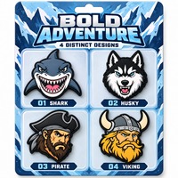 Lot de 4 breloques personnalisées en PVC pour chaussures, motifs guerrier, prédateur, requin, loup, viking, pirate, pour sabots, vente en gros