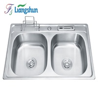 Évier double Liangshun LW-8349 certifié NSF, 32 pouces, deux bacs, acier inoxydable 304 de calibre 16, surface brossée, sous plan, garantie 5 ans