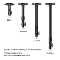 Support de plafond universel HEYU pour projecteur, filetage 1/4, inclinaison réglable, longueur réglable, robuste, noir/argent, charge 5 kg, pour la maison et le bureau