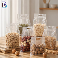 Sachet d'emballage debout Lebei pour noix et épices, avec fermeture éclair auto-scellante, fond plat transparent, sac refermable pour aliments
