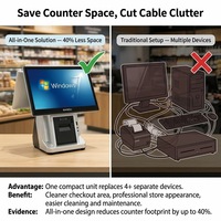 Terminal de point de vente tactile double écran Windows 15,6 pouces, vente en gros fabricant, processeur Intel i3/i5/i7, 4 Go/8 Go de RAM, caisse enregistreuse