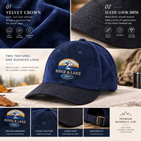 Casquette de baseball en velours petite série avec visière en faux daim pour les labels indépendants et les acheteurs de boutiques