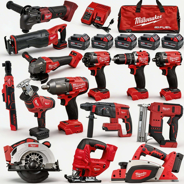 Hot Sale Milwaukee M18 Cordless 18V Combo Kit with 5 Battery & Charger, Brushless Drill Wrench15-Tool Power Tool Combo Kit
