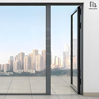 Porte à battants en aluminium à double vitrage personnalisée avec isolation thermique et insonorisation, design moderne pour entrée extérieure
